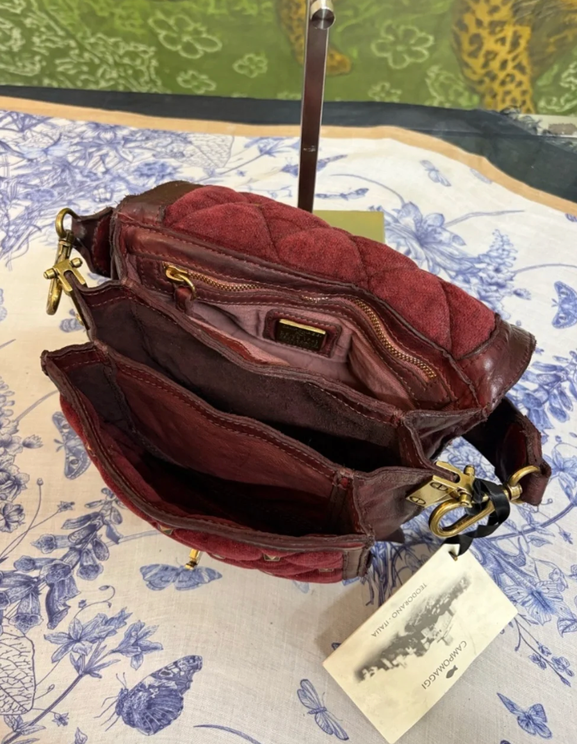 Campomaggi Agnese Gold Studded Bag in Bordeaux