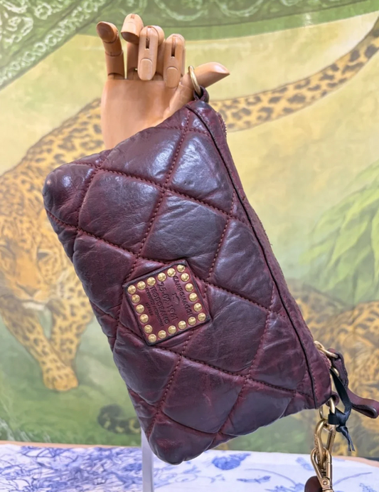Campomaggi Gold Studded Clutch in Burgundy
