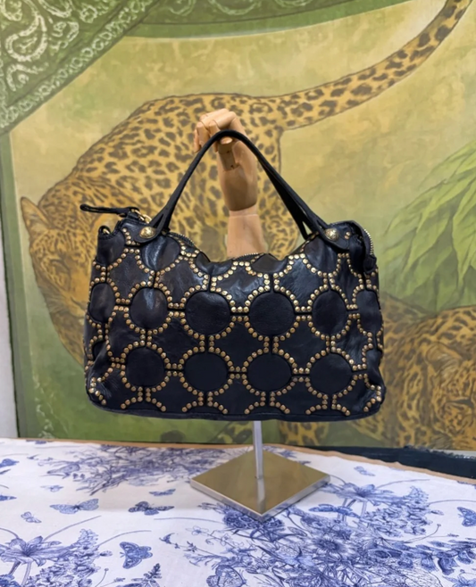 Campomaggi Melissa Gold Studded Bag in Nero