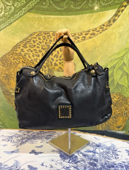 Campomaggi Melissa Gold Studded Bag in Nero