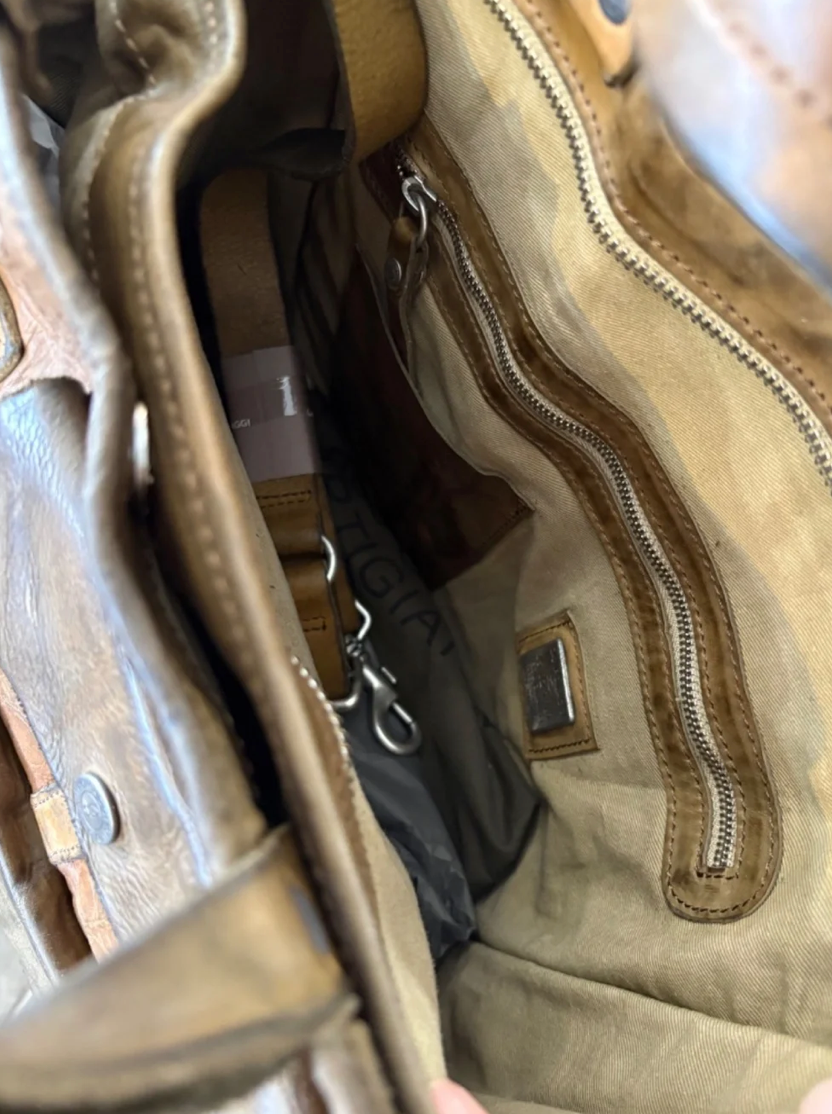 Campomaggi Tokyo Embossed Leather Shopping Tote in Verde Militare