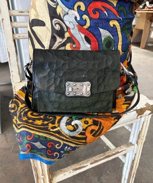Campomaggi Agnese Embossed Leather Shoulder Bag in Bottaglia