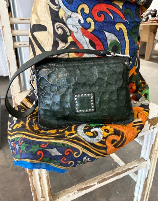 Campomaggi Agnese Embossed Leather Shoulder Bag in Bottaglia
