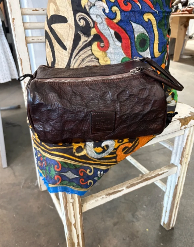 Campomaggi Beauty Embossed Leather Toiletry Bag in Moro