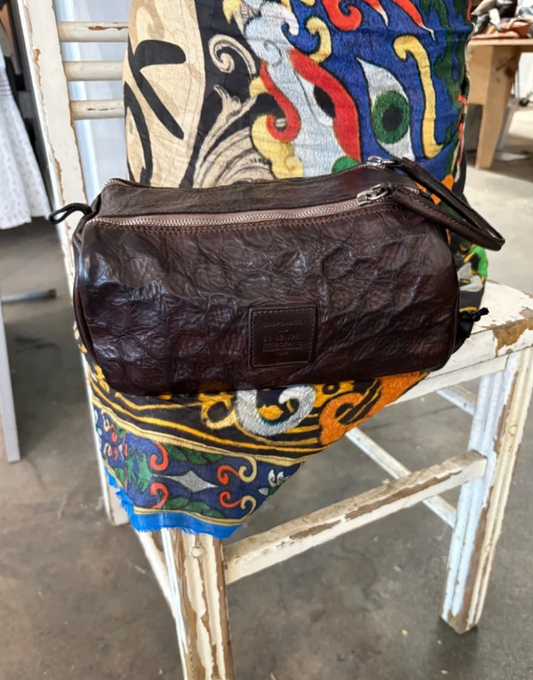 Campomaggi Beauty Embossed Leather Toiletry Bag in Moro