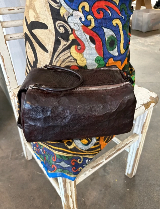 Campomaggi Beauty Embossed Leather Toiletry Bag in Moro