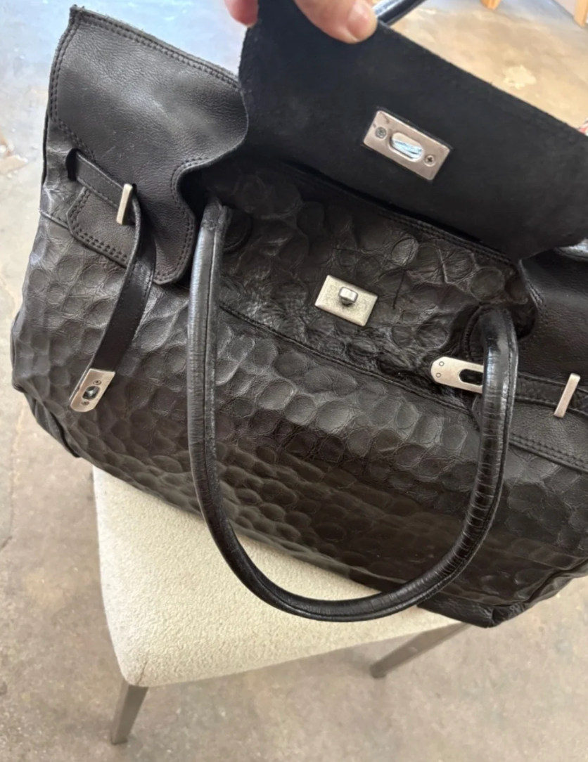 Campomaggi Larice Shopping Embossed Leather Bag in Black