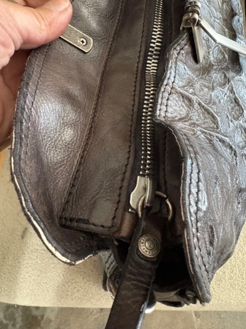 Campomaggi Shopping Embossed Leather Bag in Grigio