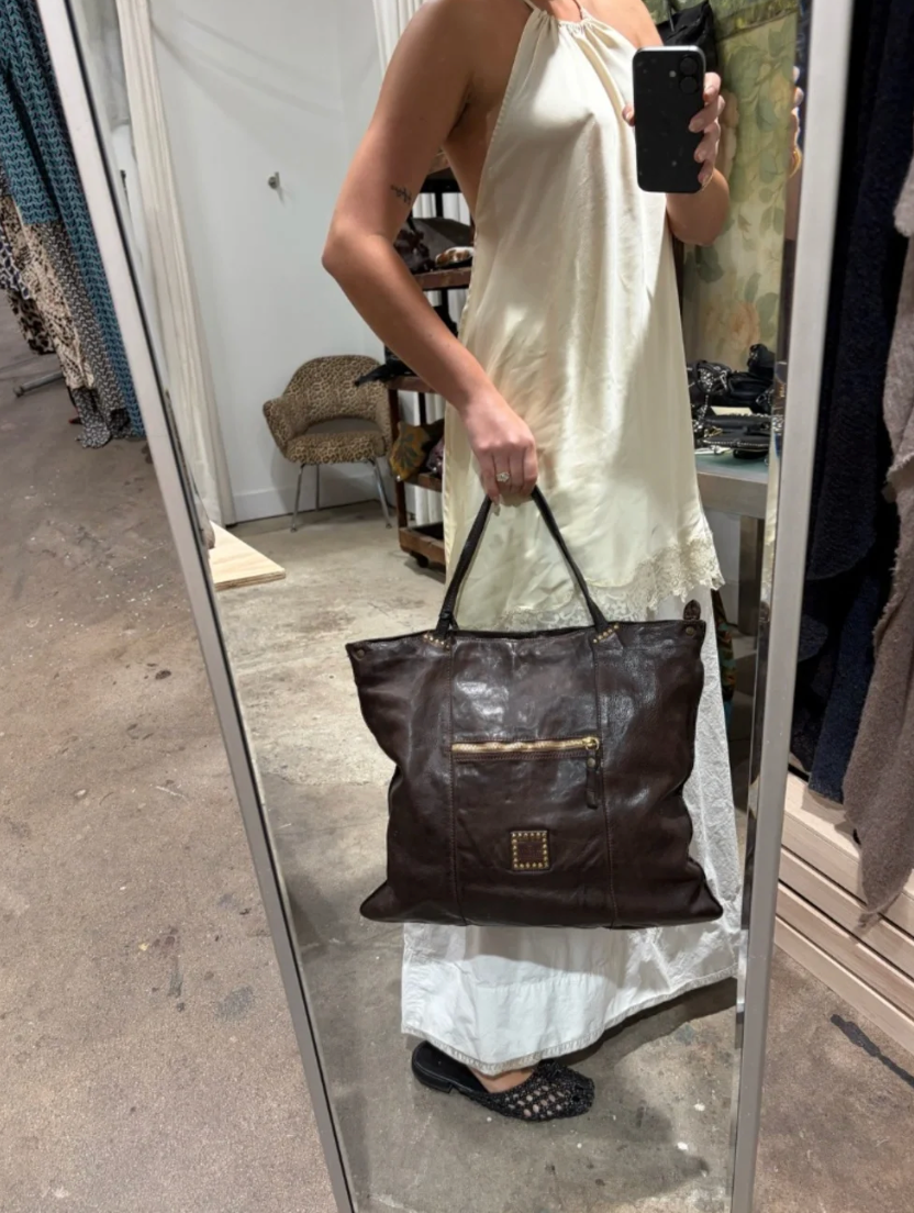 Campomaggi Eugenia Leather Tote Bag in Moro