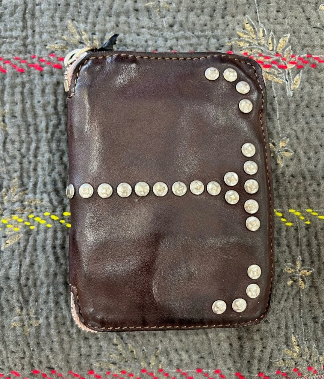 Campomaggi Leather Studded Wallet in Moro