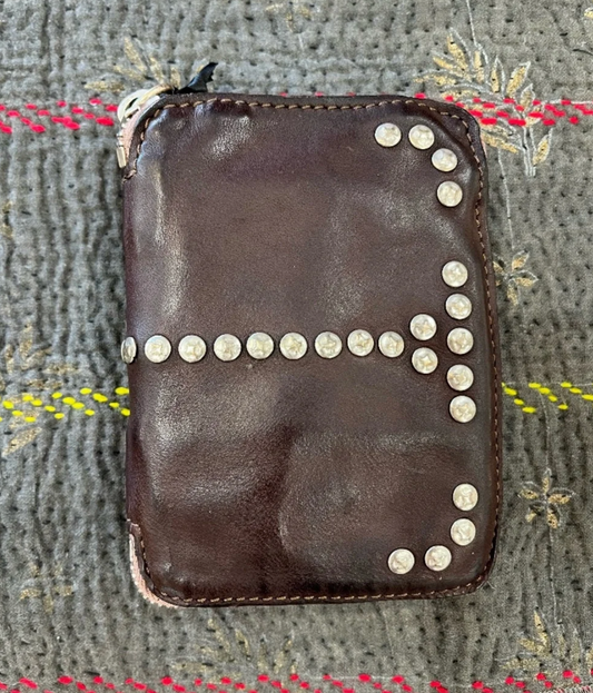 Campomaggi Leather Studded Wallet in Moro
