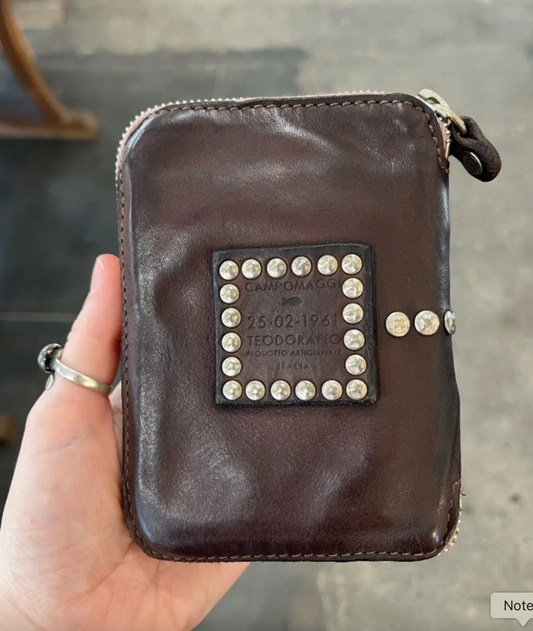 Campomaggi Leather Studded Wallet in Moro