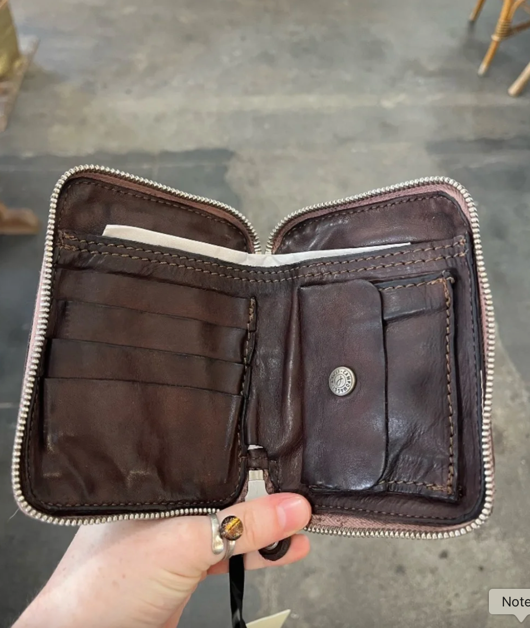 Campomaggi Leather Studded Wallet in Moro