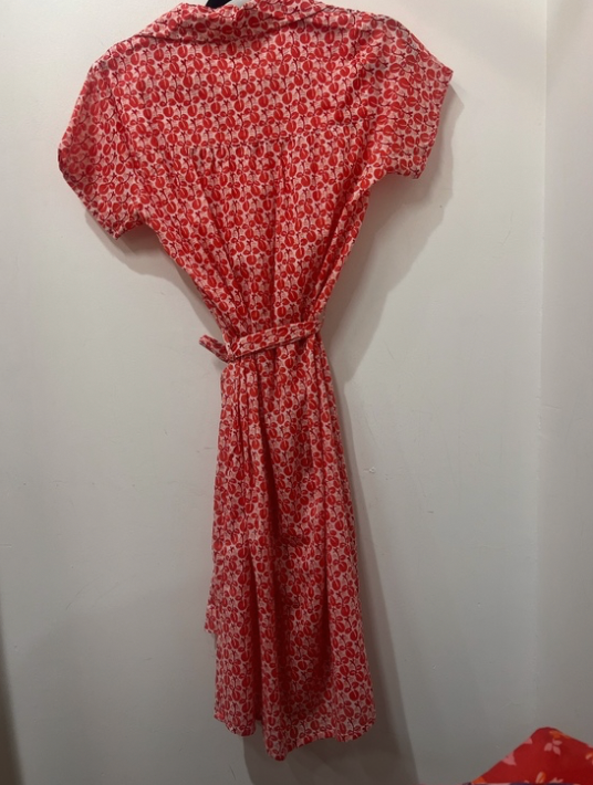 Nimbu Short Button Down Midi Dress in Coral