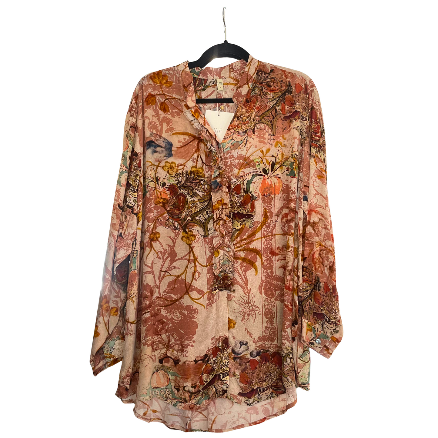 Yavi Autumn Floral Button Up with Ruffle