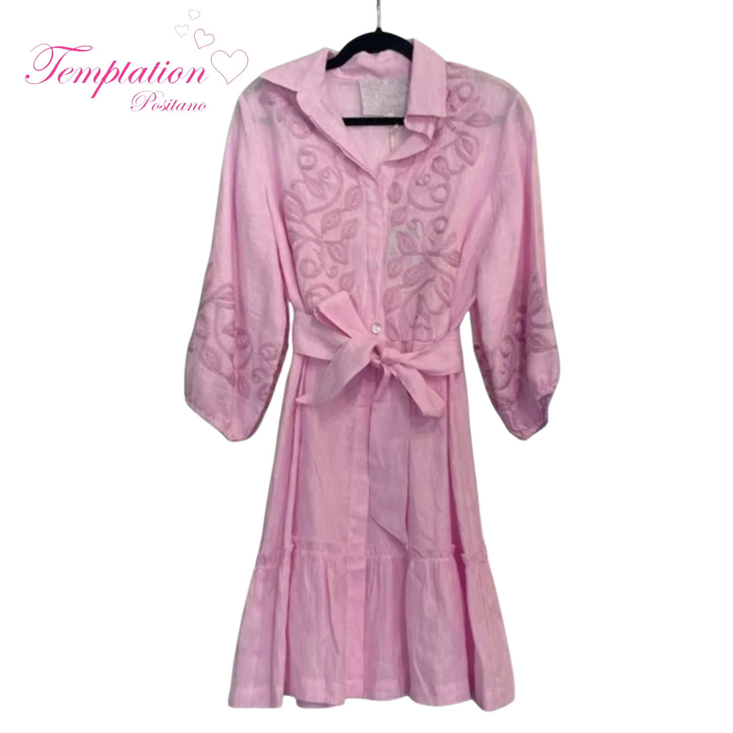 Temptation Positano Kolyma Mini Dress in Pink Embroidery