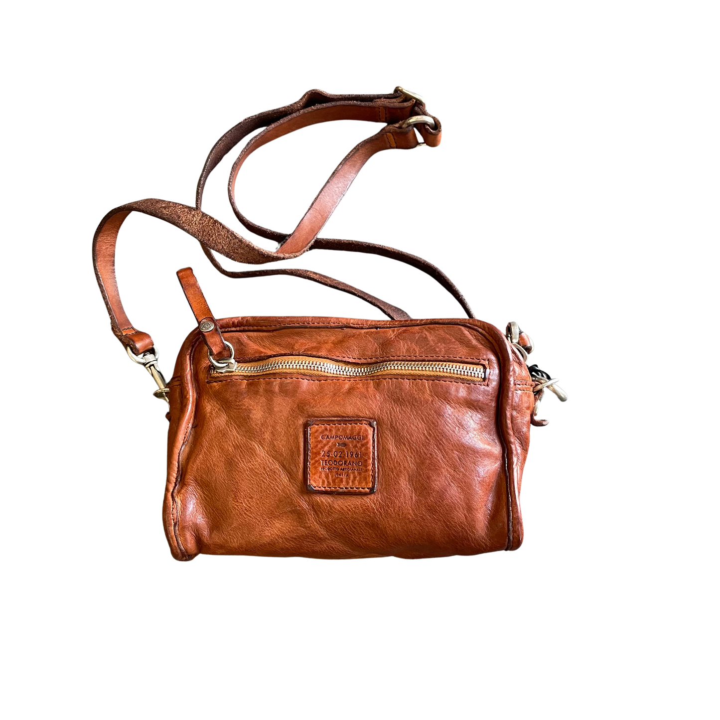 Campomaggi Rectangle Crossbody Bag in Cognac