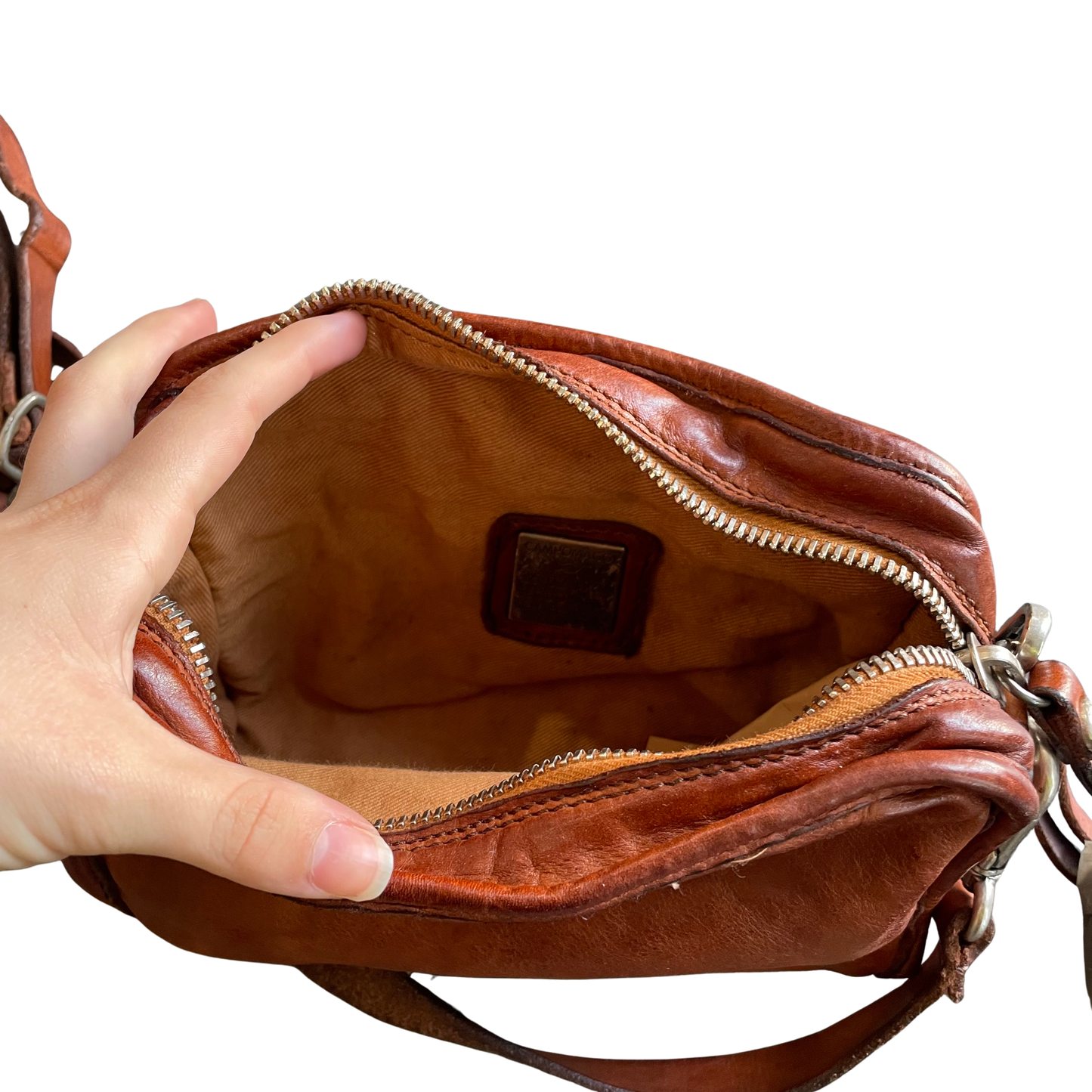 Campomaggi Rectangle Crossbody Bag in Cognac