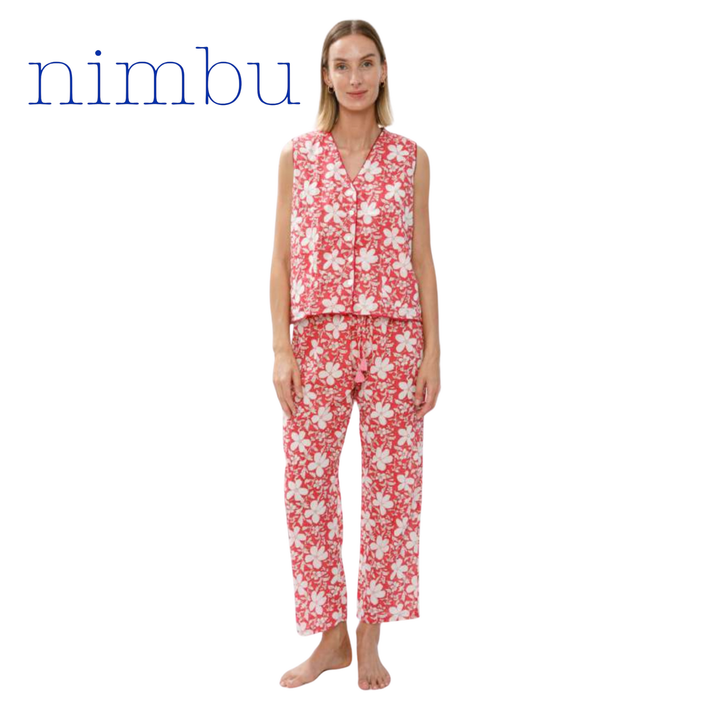 Nimbu PJ Pants in Poppy Rose