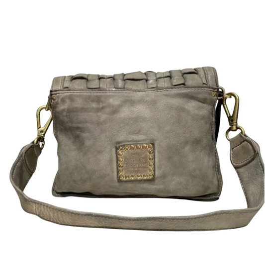 Campomaggi Shoulder Bag with Woven Detailing in Cemento