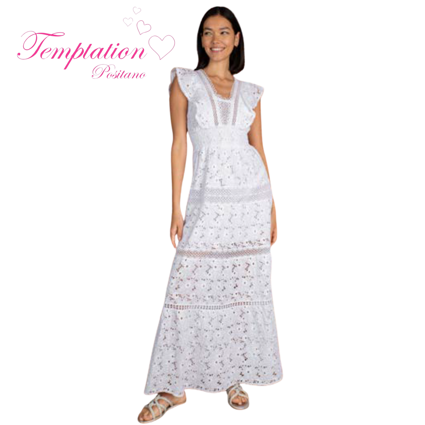 Temptation Positano Tevere Maxi Dress in Bianco