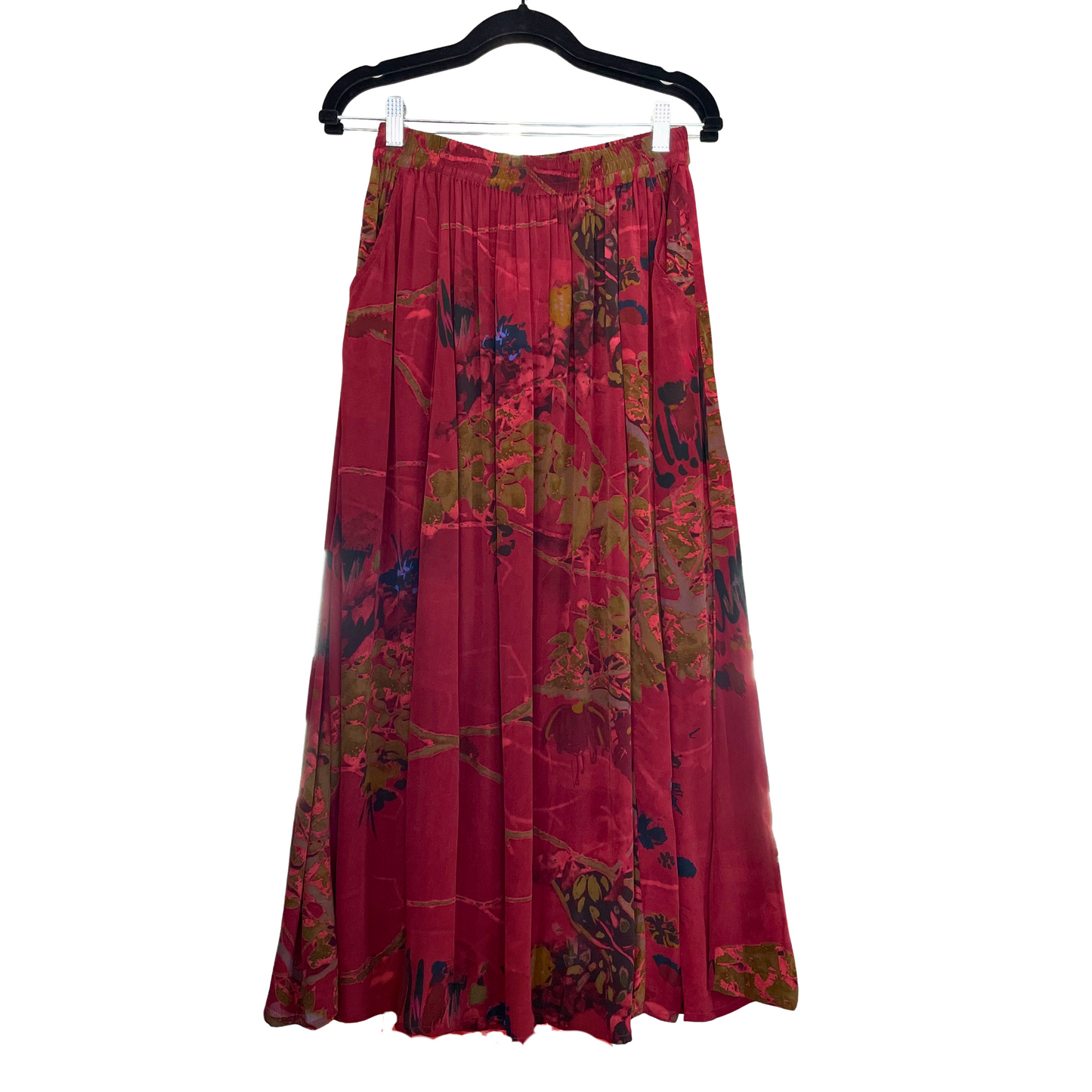 Yavi Red Floral Maxi Skirt