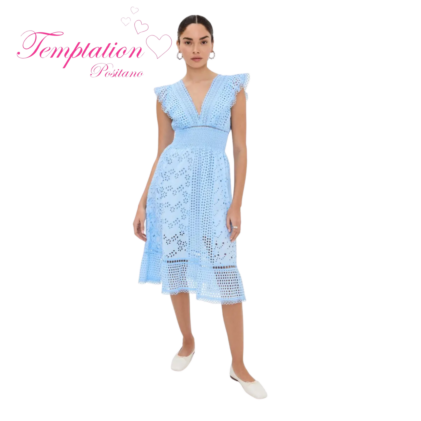 Temptation Positano Arno Midi Dress in Cielo
