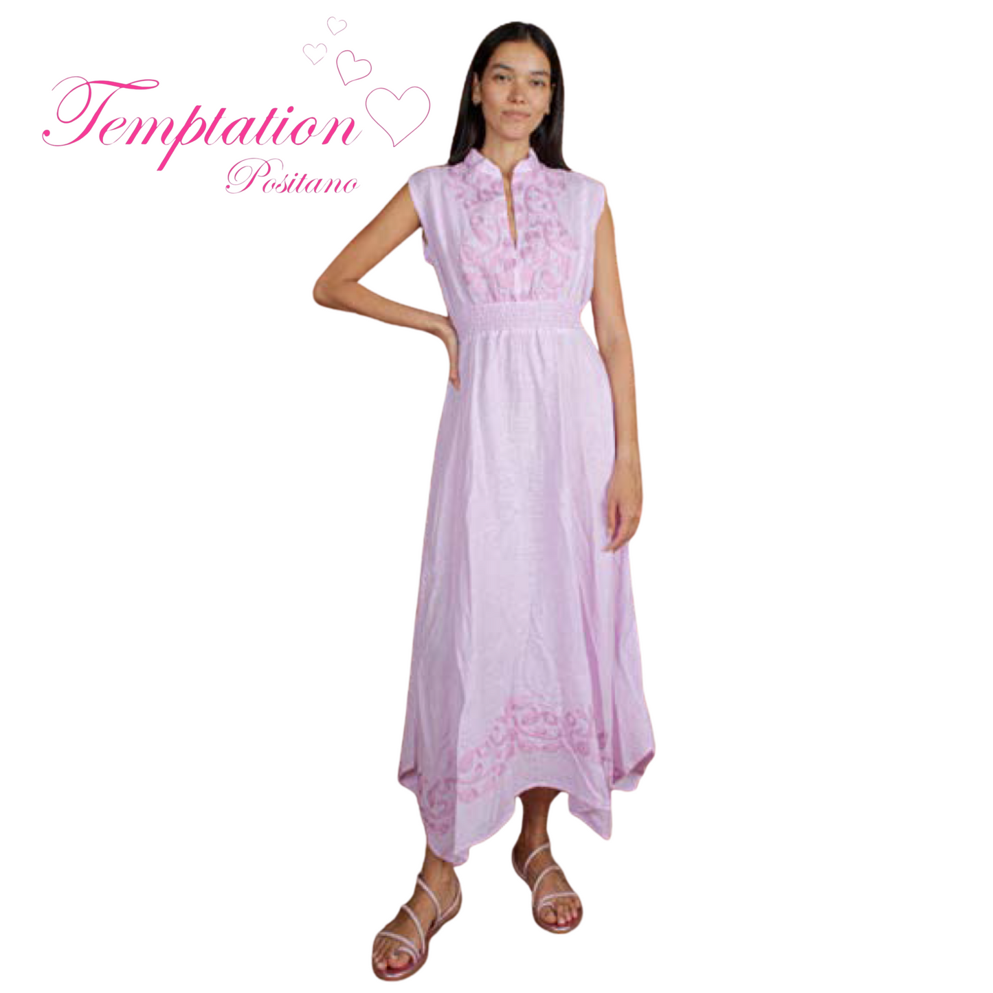 Temptation Positano Meletta Dress in Pink Embroidery
