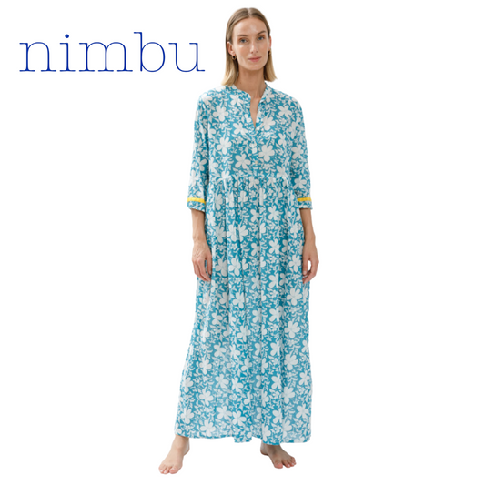 Nimbu Palladia Dress in Poppy Dusty Blue