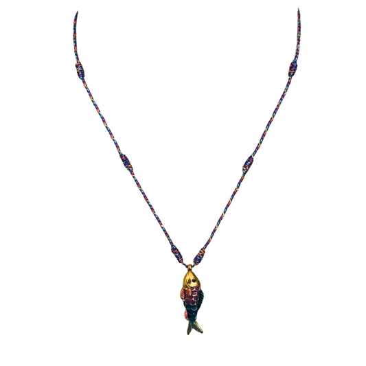 Habaha Paris Colorful Fish Pendant Thread/Chain Necklace Stainless Steel Clasp
