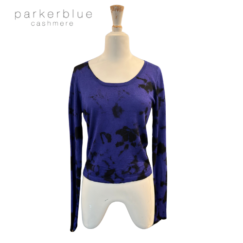 Parker Blue Cashmere Cropped Long Sleeve Shirt