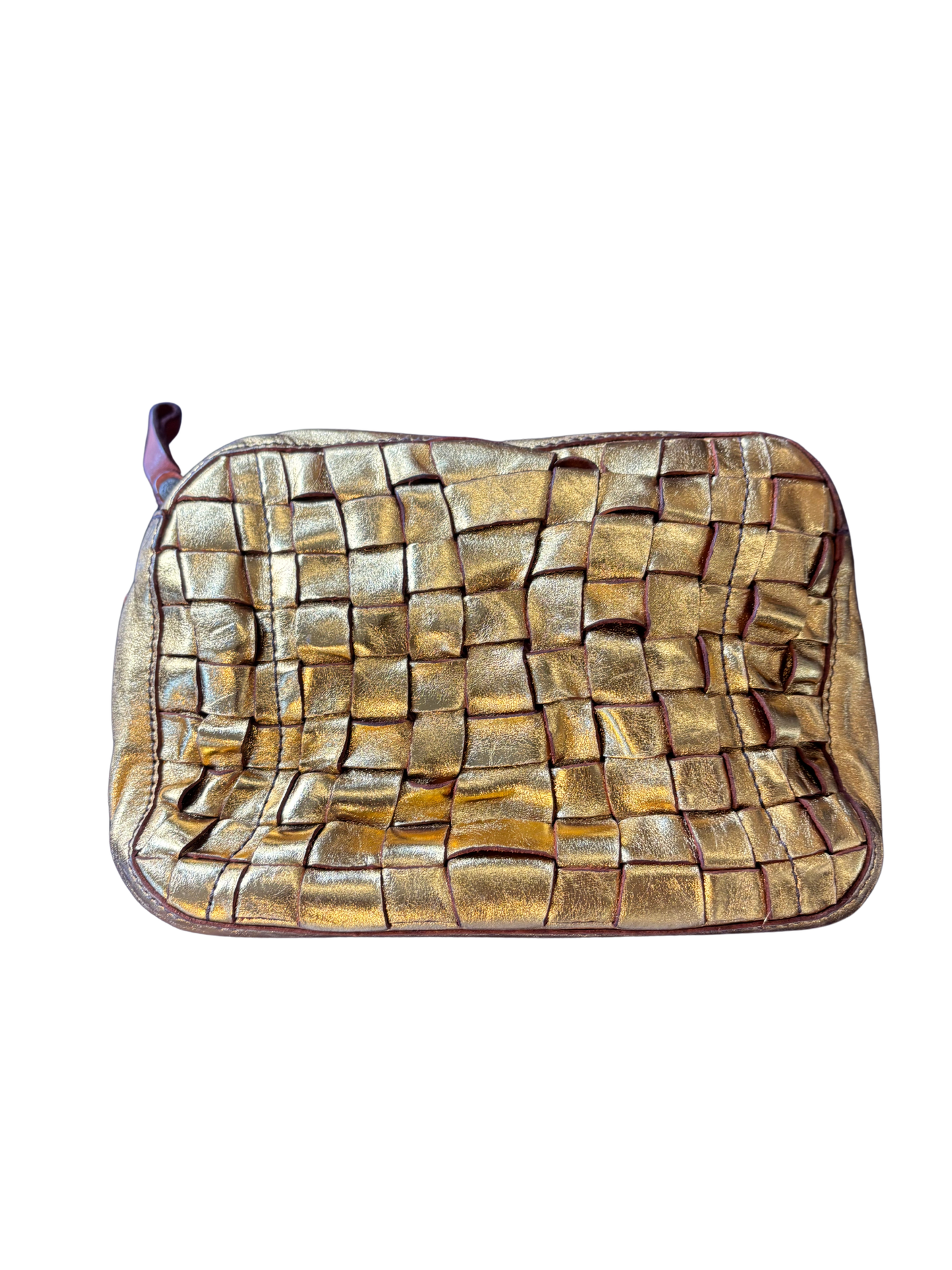 Campomaggi Woven Metallic Gold Bag in Oro/Cognac