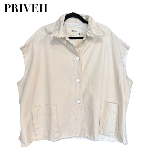 Priveh Sleeveless Jacket in Natural