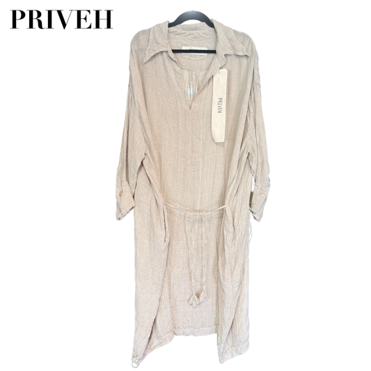Priveh Long Sleeve Dress in Natural
