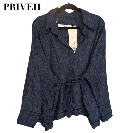 Priveh Long Sleeve Blouse in Color Night