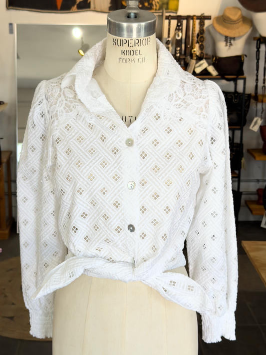 Temptation Positano Limone Bianco Long Sleeve Button Down Shirt