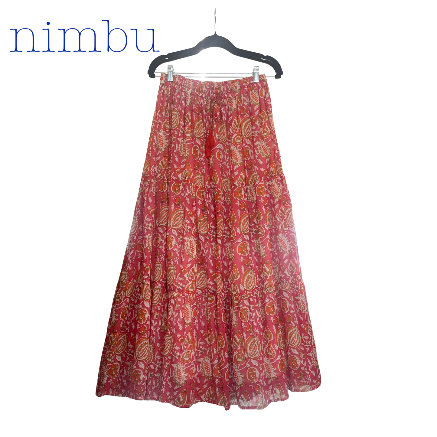 Nimbu Panel Skirt in Anshi Rose