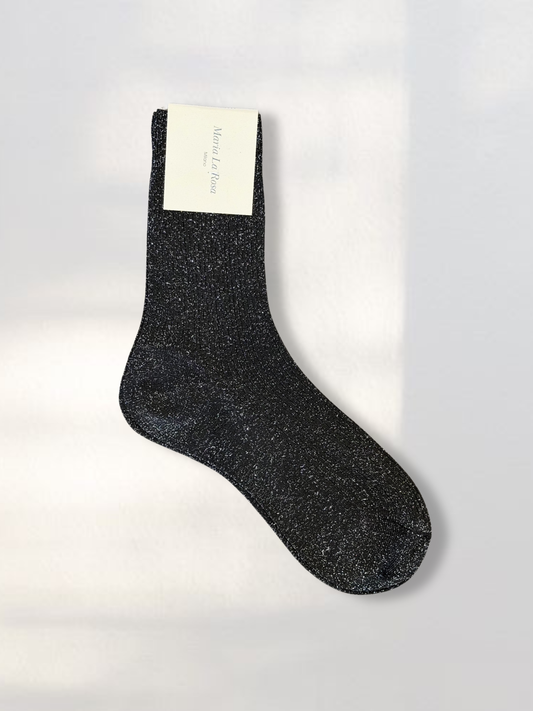 Maria La Rosa Laminated Socks in Sparkle Black