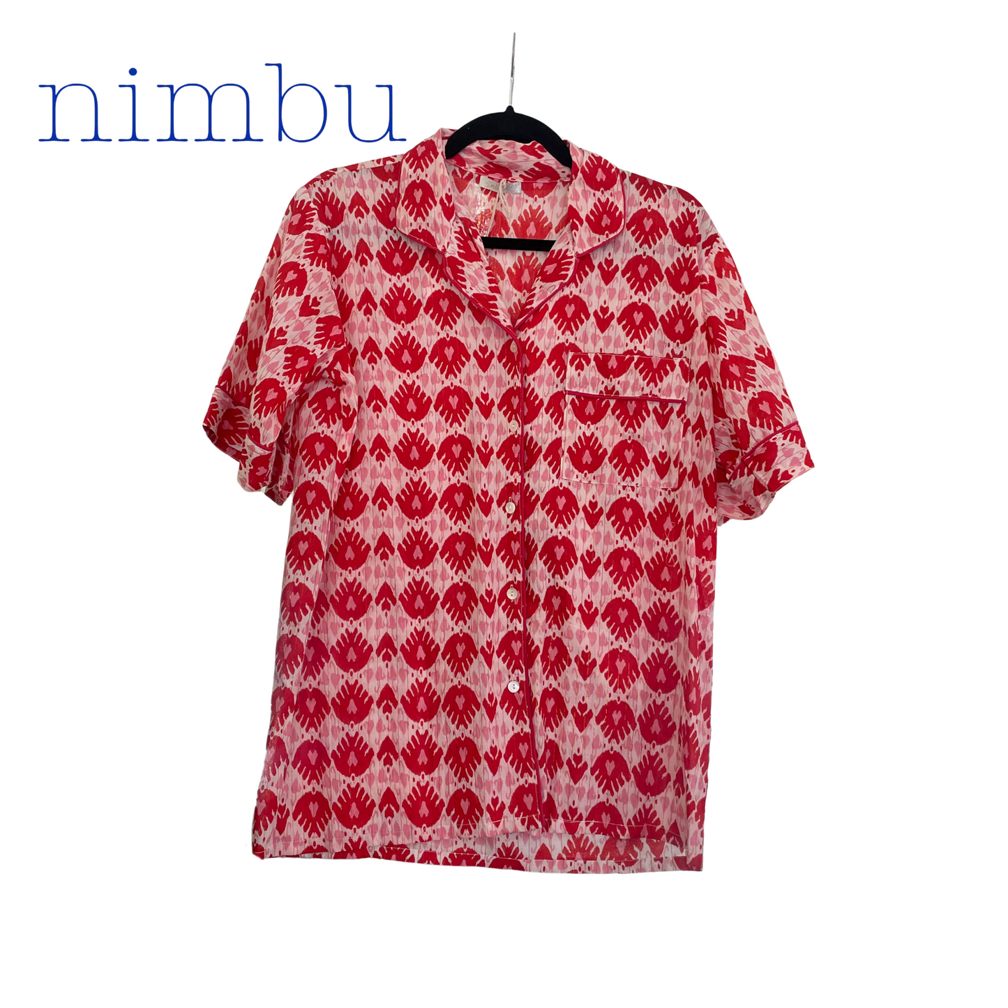 Nimbu Pajama Top in Ikat Red