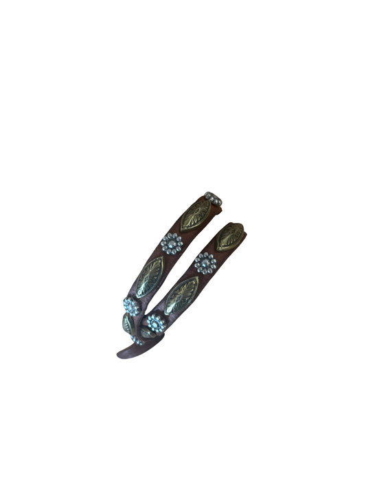 Campomaggi Studded Leather Double Wrapped Bracelet/Choker in Cognac