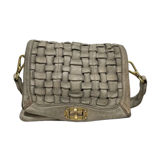 Campomaggi Shoulder Bag with Woven Detailing in Cemento