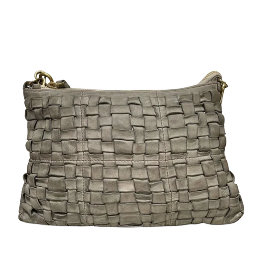 Campomaggi Shoulder Bag with Woven Detailing in Cemento