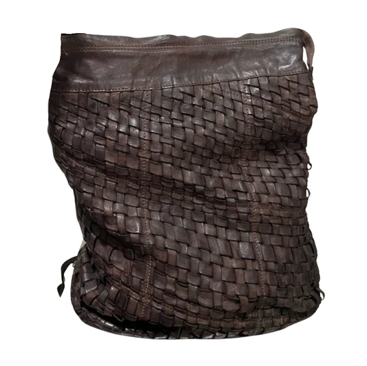 Campomaggi Woven Leather Backpack in Moro