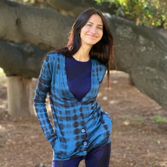 Parker Blue Cashmere Kina Button Down Sweater