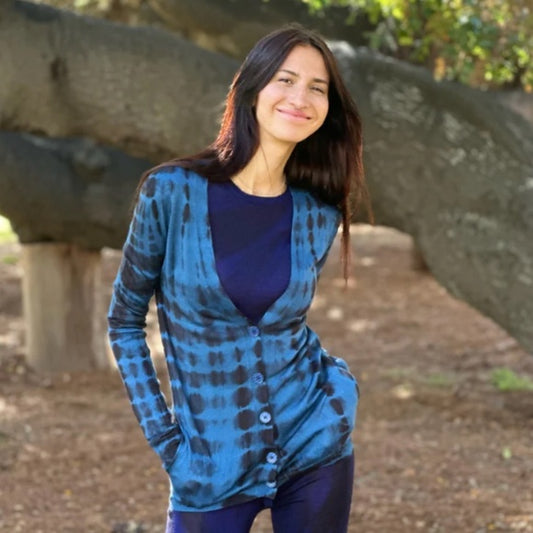 Parker Blue Cashmere Kina Button Down Sweater