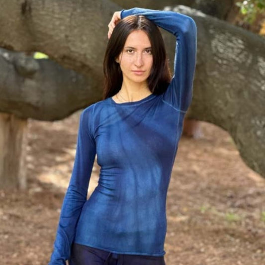 Parker Blue Cashmere Long Sleeve Shirt Nandi